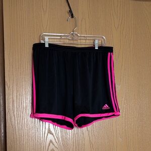 Adidas Women's Athletic Shorts Black with Pink Stripes